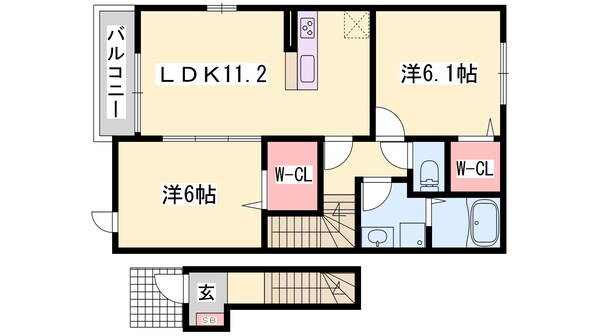 御着駅 徒歩10分 2階の物件間取画像